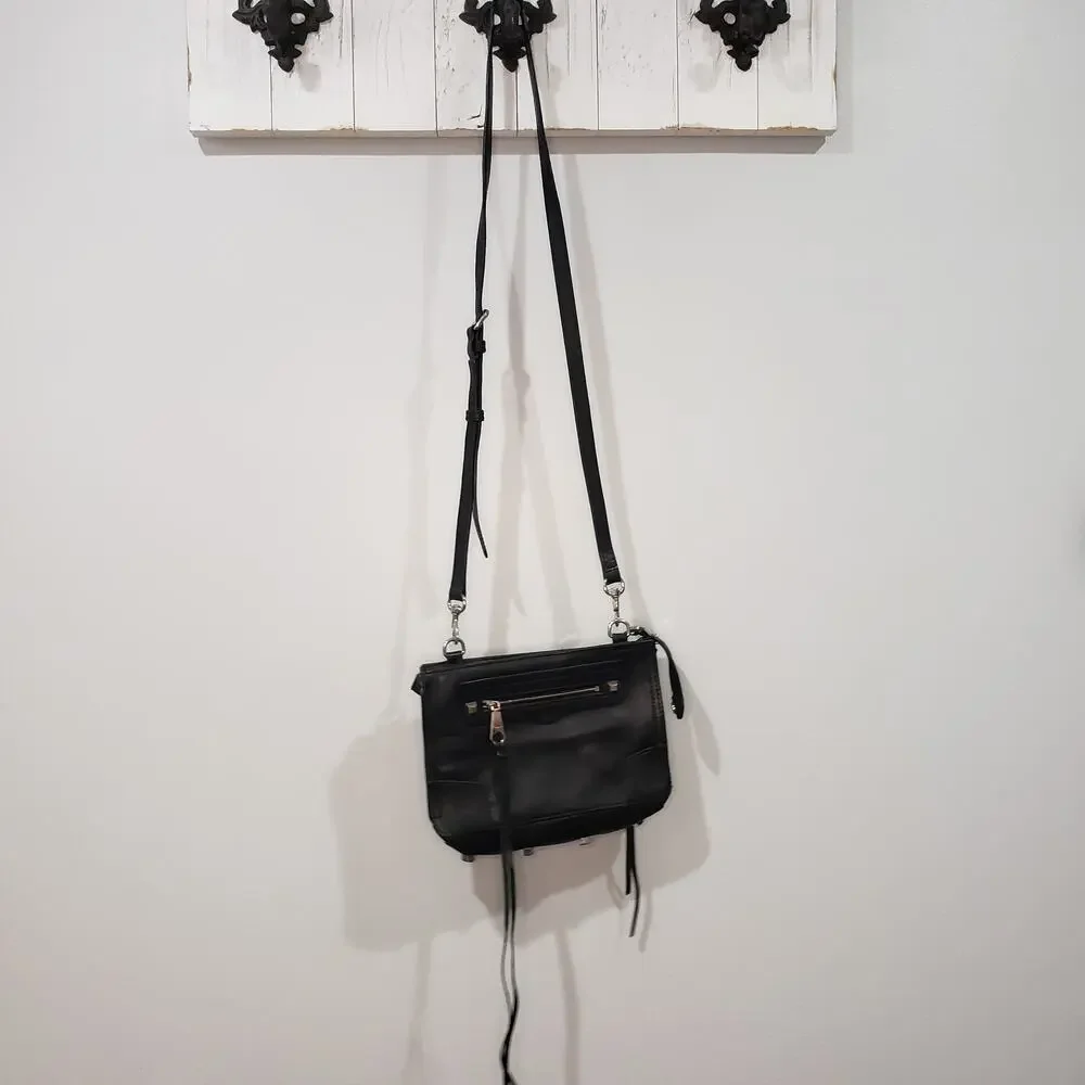 Rebecca Minkoff Mini 5 Zip Black Leather Crossbody EUC